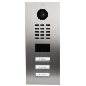 DoorBird IP Video Door Station D2103V, stainless steel V4A, powder-coated, semi-gloss, RAL 3028, incl. flush-mounting housing, 3 call buttons (Surface-mounting housing sold separately)